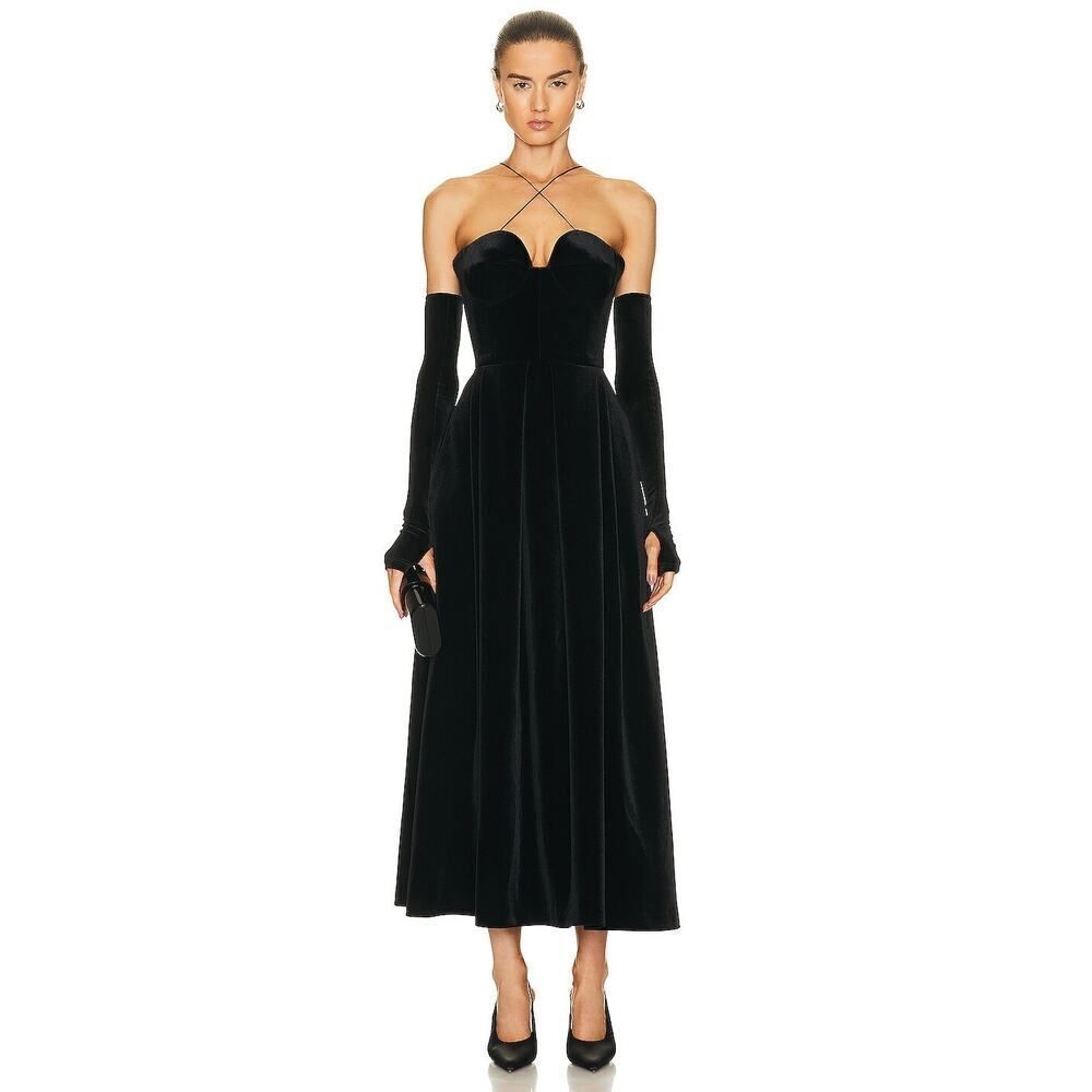 ALEX PERRY Patten Velvet Sweetheart Teacup Glove Dress AU14(US10)